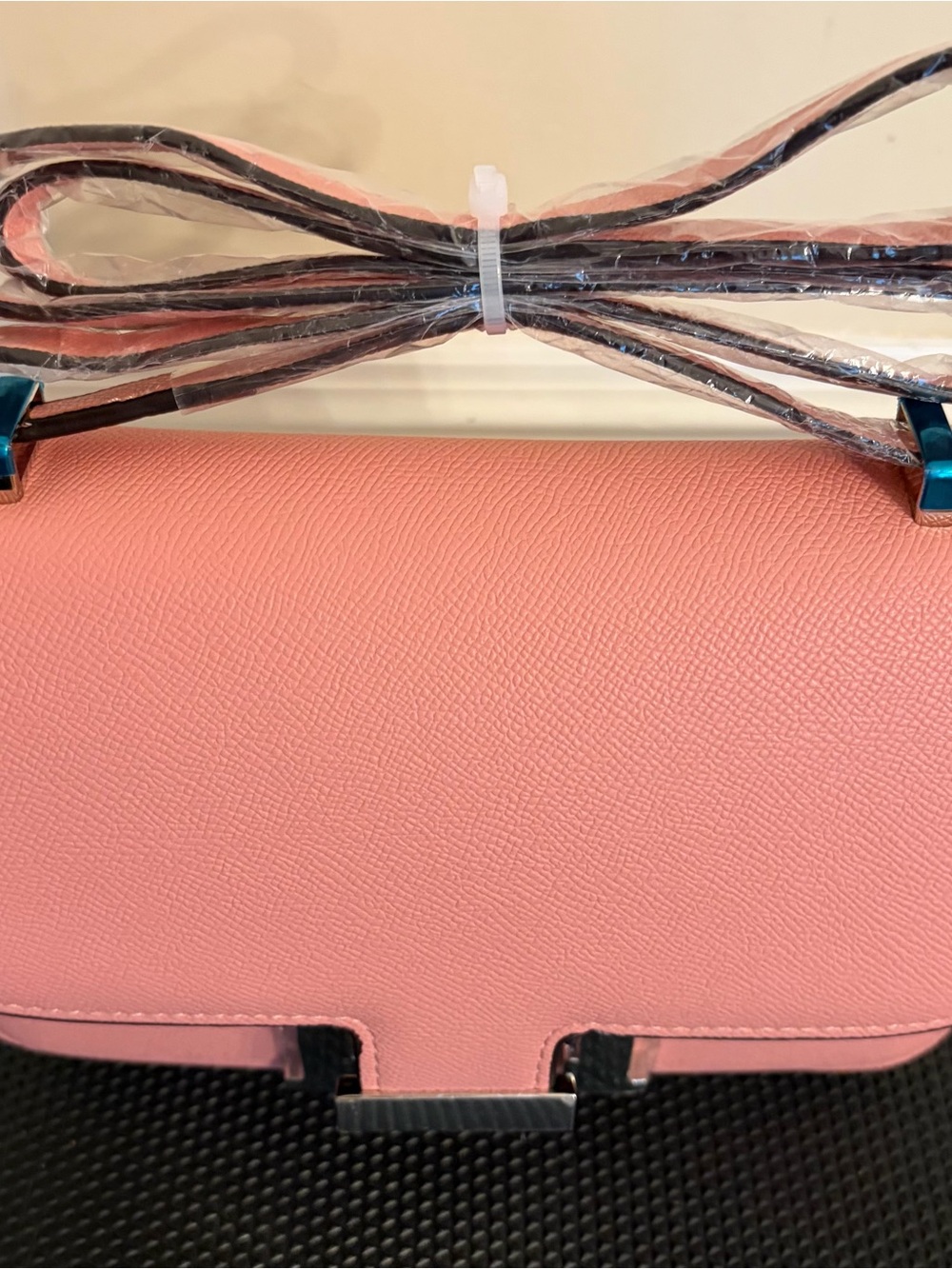 Pink Real Leather Shoulder/Crossbody Bag with Gold Hardware